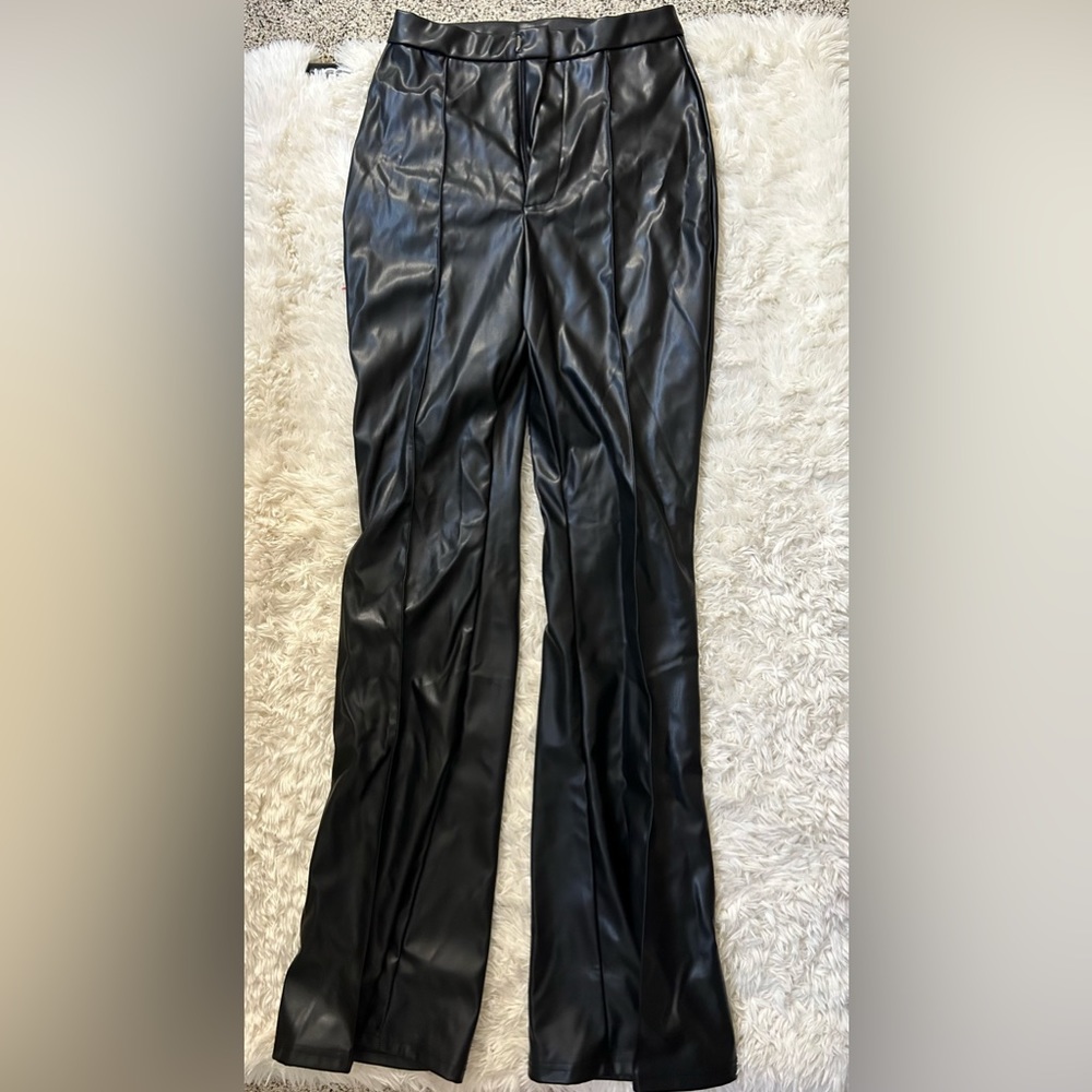 Flared leather pants